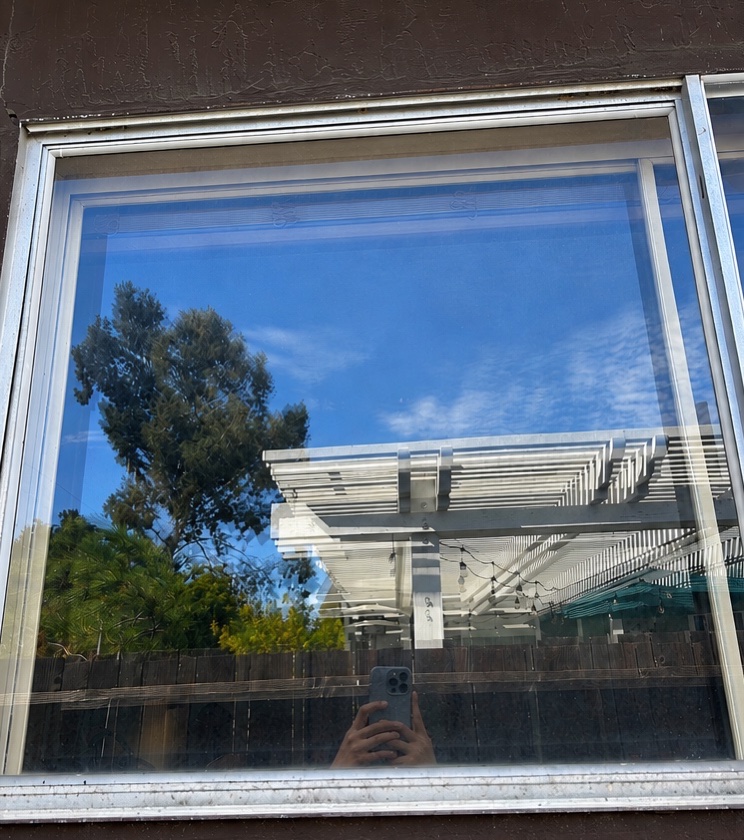 Dirty window before cleaning
